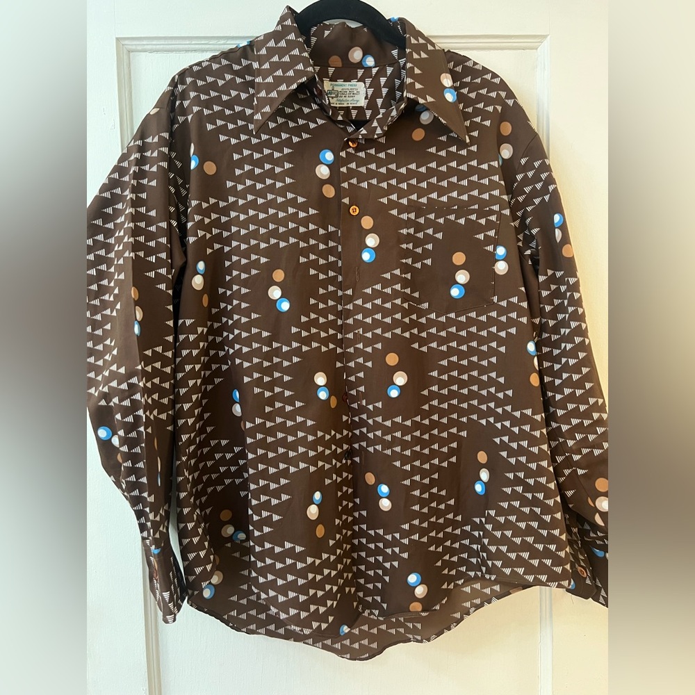 Vintage Geometric Brown Button-Up Shirt - KMart